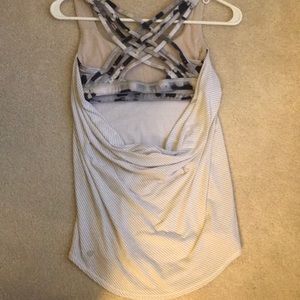 Workout tank top with attached sports bra